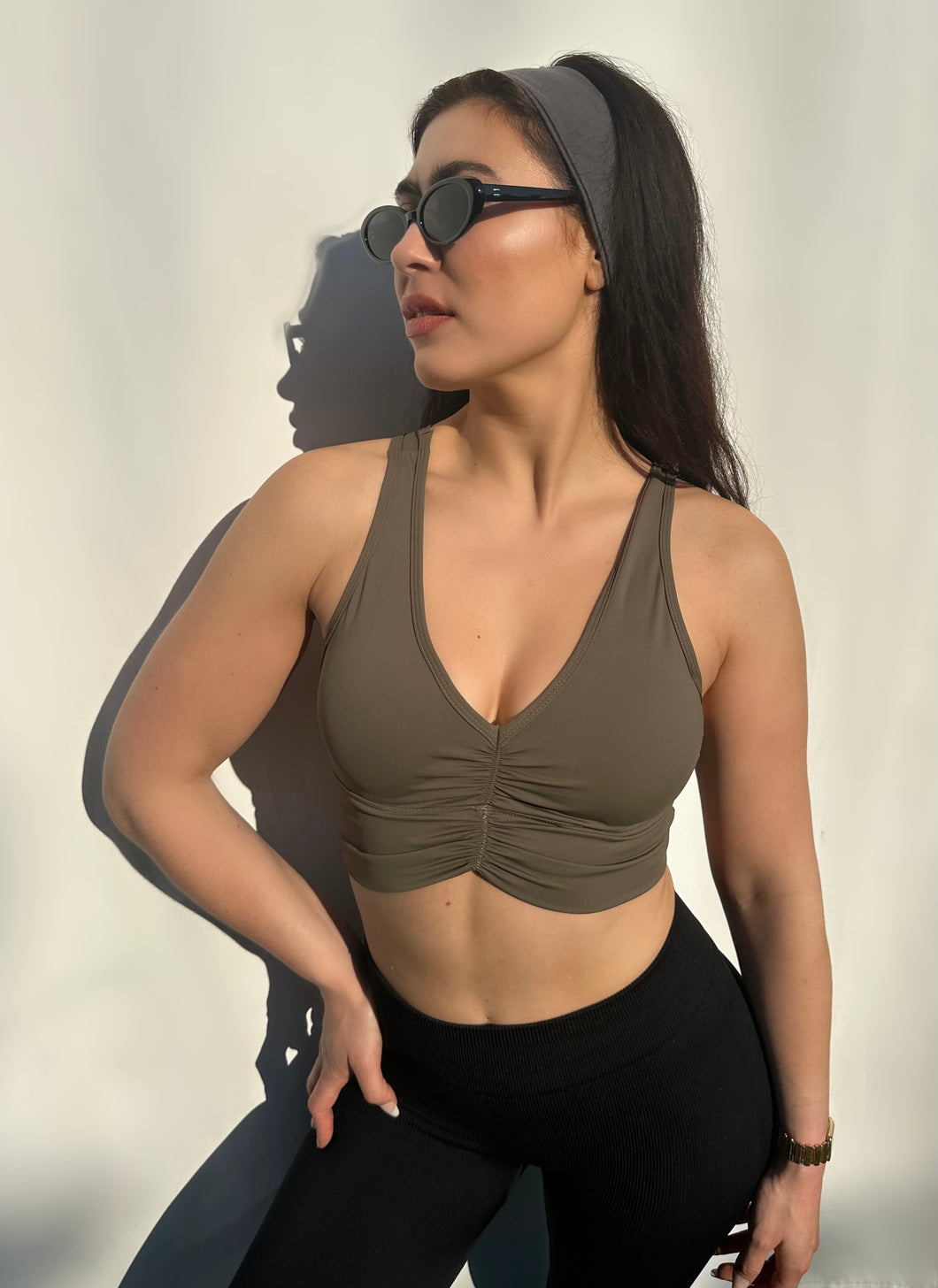 Scrunched Up Sport Top Olive