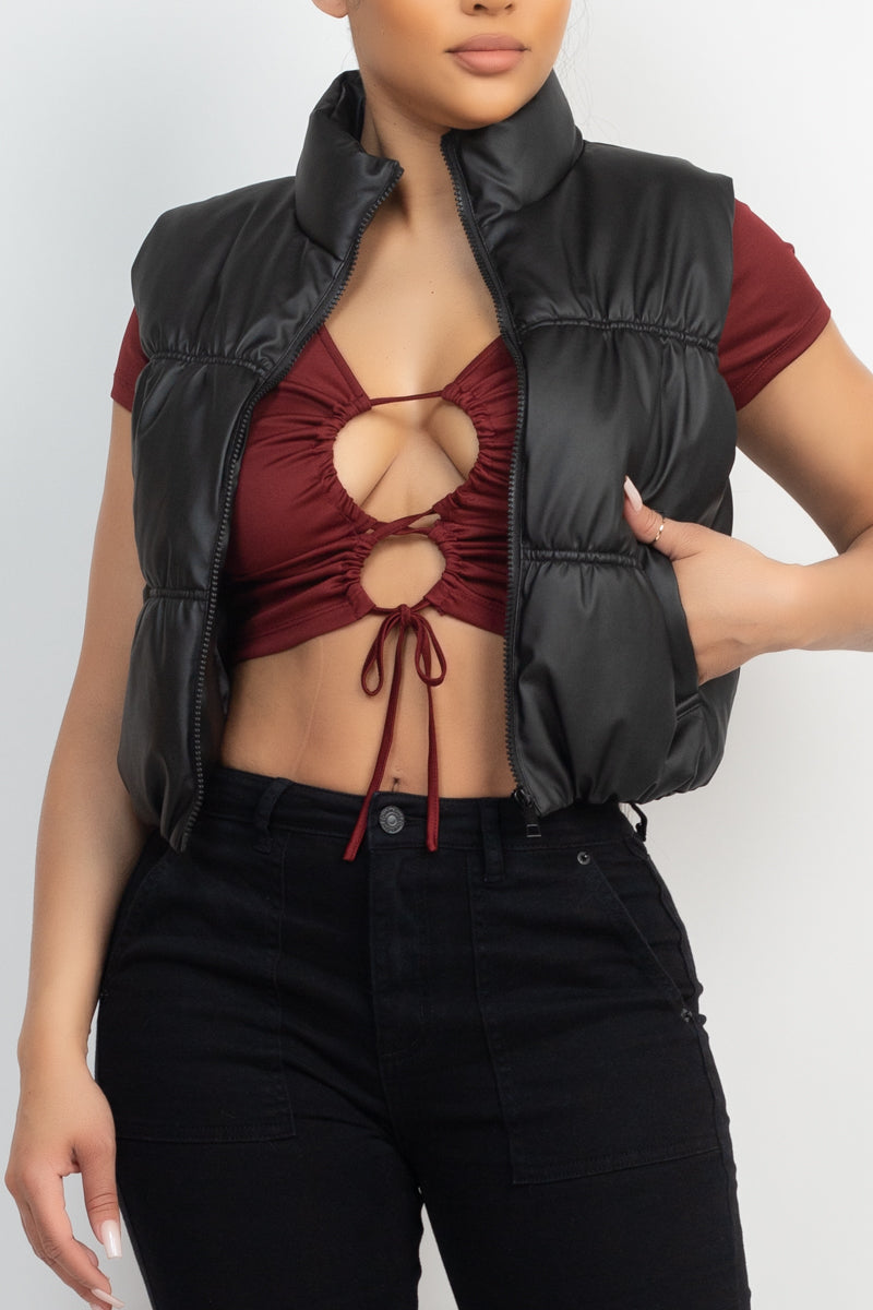 Faux Leather Padded Vest
