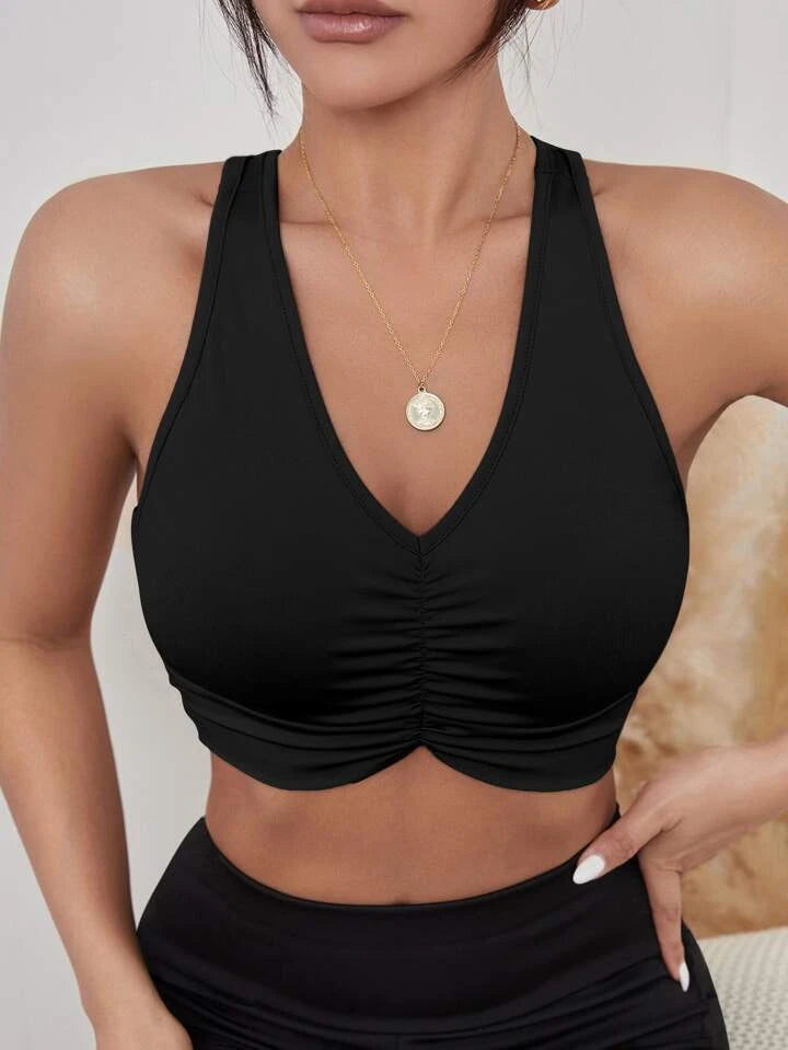 Scrunched Up Sport Top Black