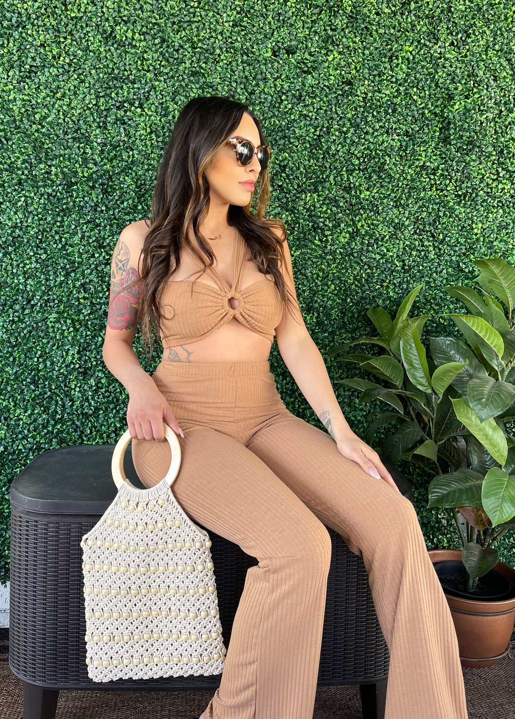 Ribbed Cabana Set Tan