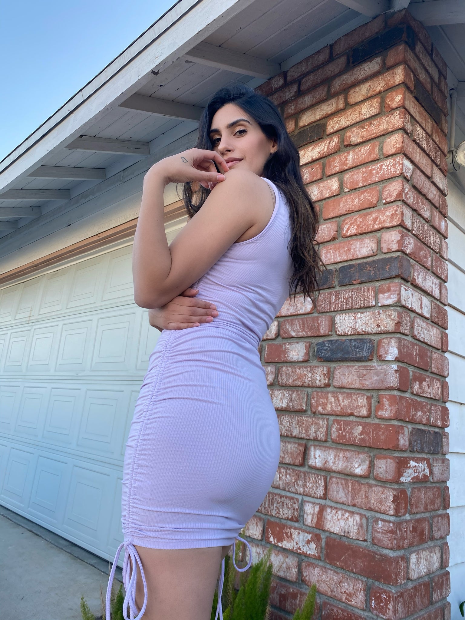 Lavender Side Scrunch Dress Honey & Spice co. Lavender Side Scrunch Dress Honey & Spice co.