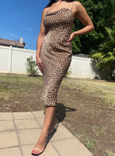 Load image into Gallery viewer, Leopard Satin Dress
