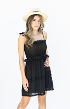 Load image into Gallery viewer, Smocked Ruffle Dress Black
