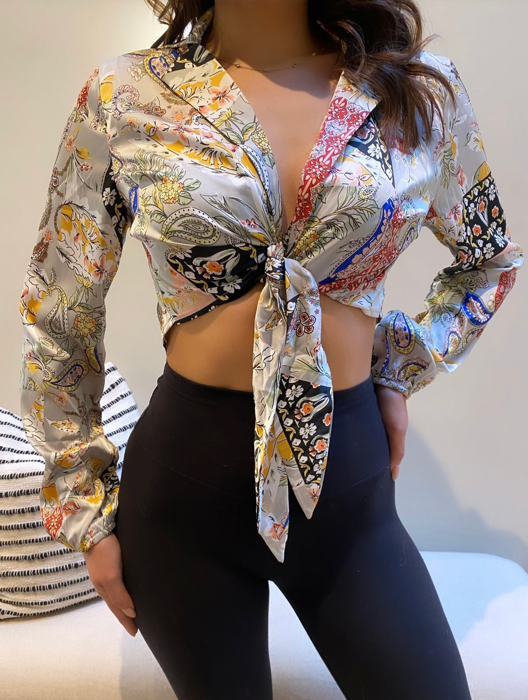 Satin Tie Crop Top