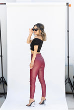 Load image into Gallery viewer, Maroon Faux Leather Leggings
