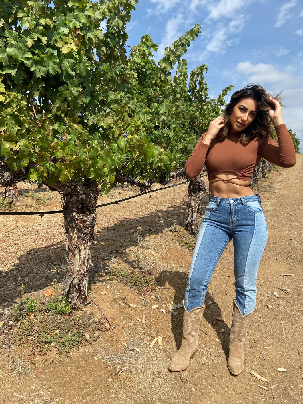 Rust Long Sleeve Crop