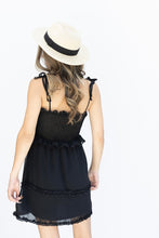 Load image into Gallery viewer, Smocked Ruffle Dress Black
