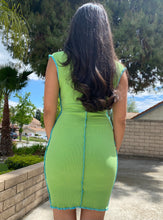 Load image into Gallery viewer, Contrast Stitch Green Dress
