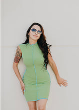 Load image into Gallery viewer, Contrast Stitch Green Dress
