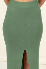 Load image into Gallery viewer, High Waist Slit Skirt Forest Green
