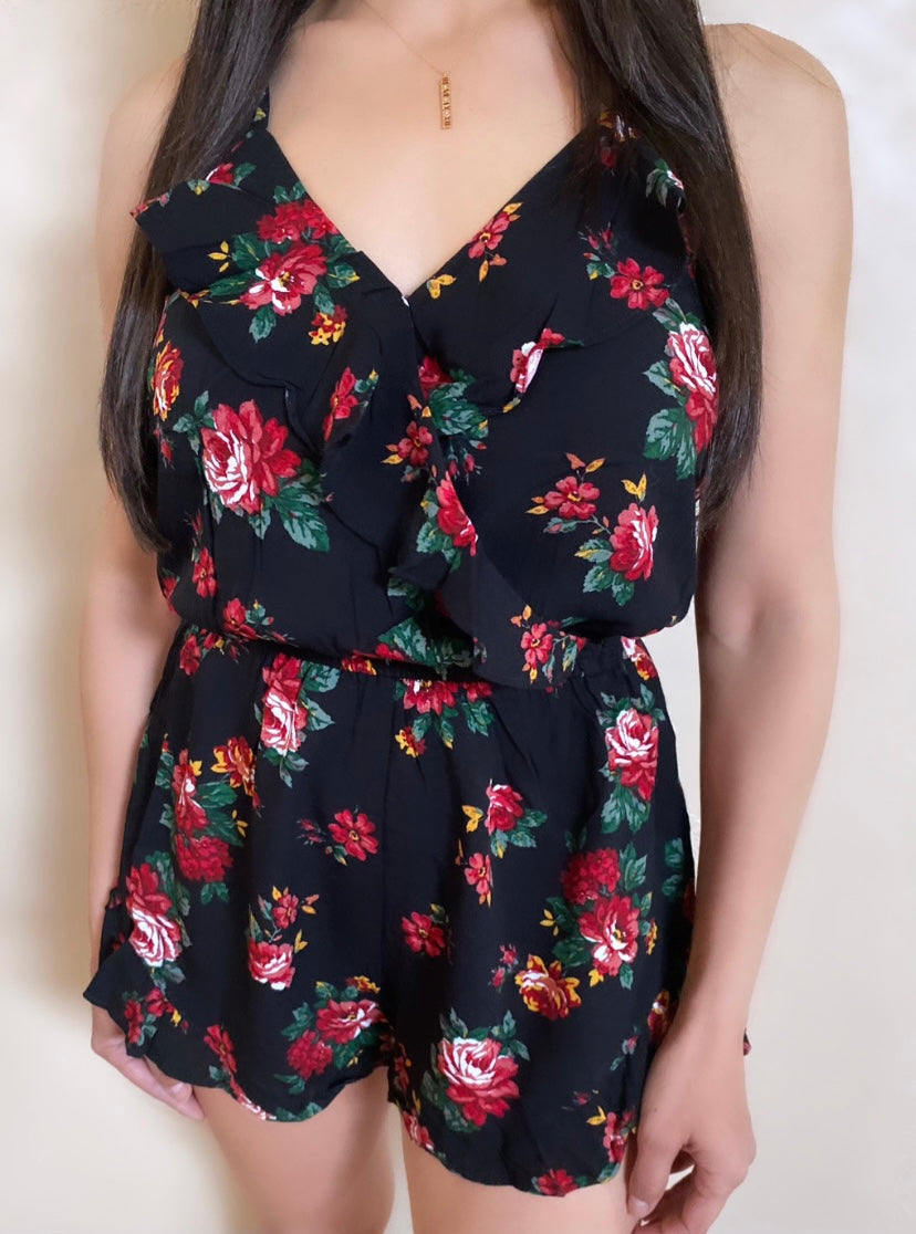 Black Floral Romper