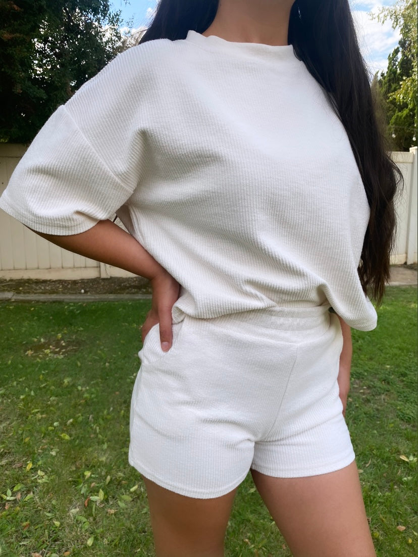 Cream Cozy Short Set