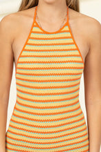 Load image into Gallery viewer, Orange Sherbet Crochet Halter Dress
