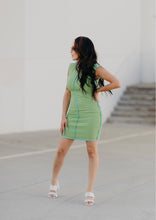 Load image into Gallery viewer, Contrast Stitch Green Dress
